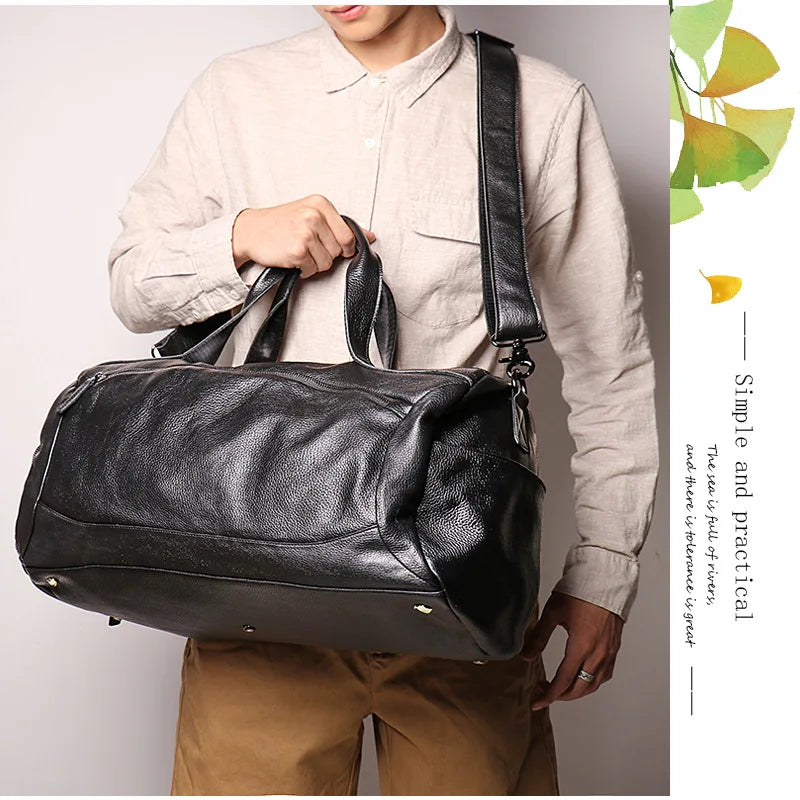 Men's Genuine Leather Handheld Bag, - Ghoddosh