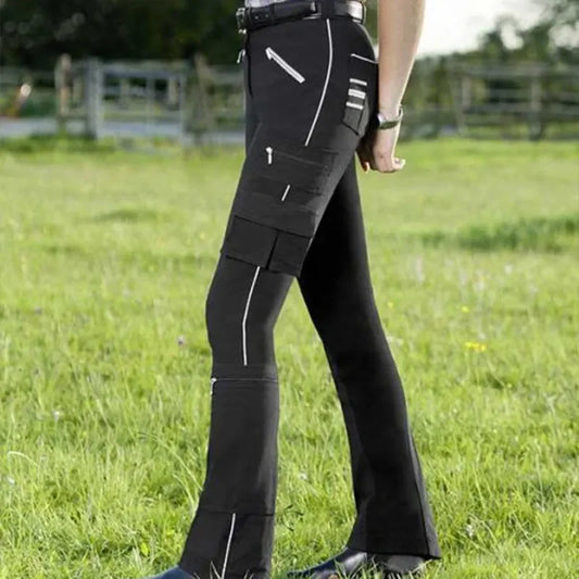 Women's Multi-pocket Diagonal Zipper /  Slimming  Elastic Leisure Equestrian Horse Riding Pant