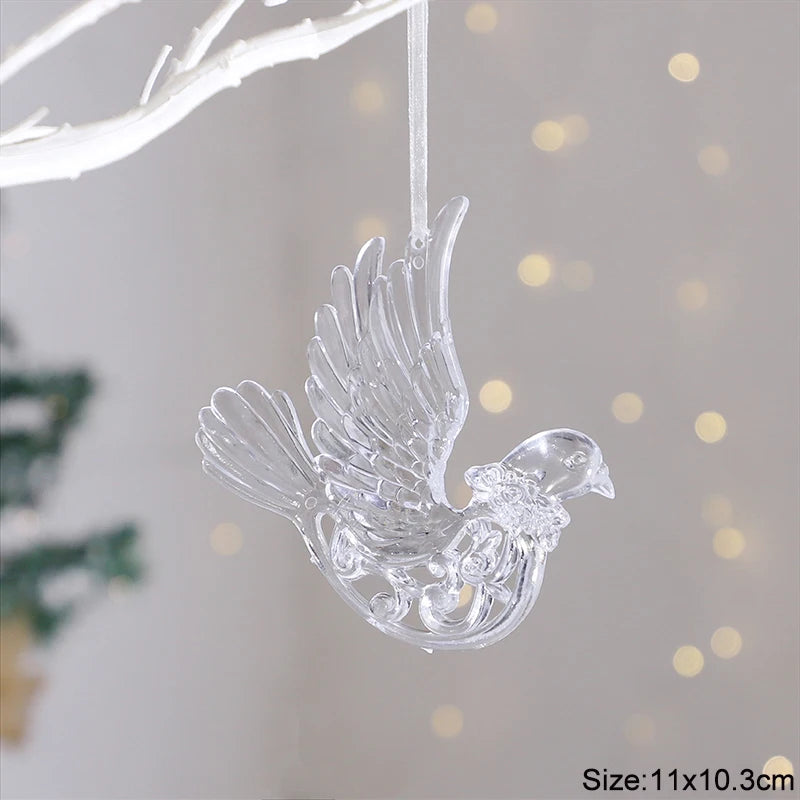 Acrylic Christmas Ornaments Clear Flying Unicorn - Xmas Tree Hanging Pendants  Decorations @ghoddosh.com