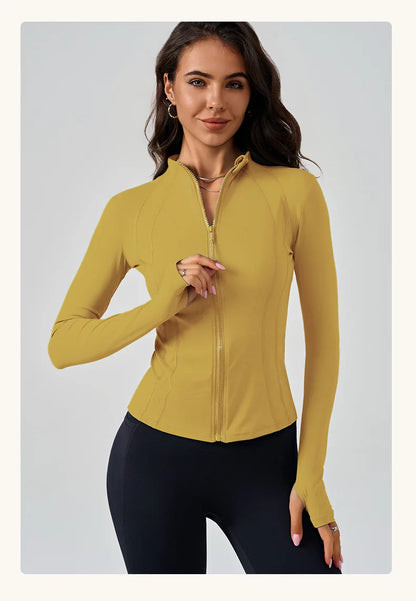 Full Zipper Sports  Women's Shirt -  Slim Long Sleeve  Exercise Sweatshirt @ ghoddosh.com