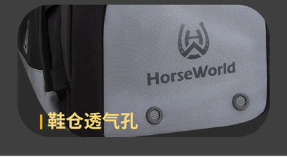 2-in-1 Riding Gear Bag: Convertible Backpack/Crossbody with Individual Pockets for Boots, Helmet & Whip
