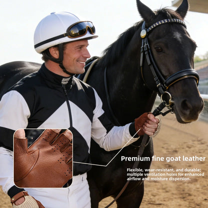 Half Finger Goatskin Riding Gloves | Breathable Anti-Slip Equestrian Mitts for Men & Women @ ghoddosh.com