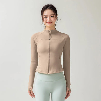 Full Zipper Sports  Women's Shirt -  Slim Long Sleeve  Exercise Sweatshirt @ ghoddosh.com