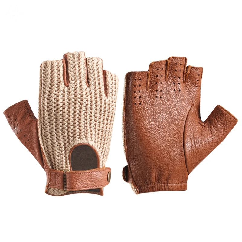 Half Finger Goatskin Riding Gloves | Breathable Anti-Slip Equestrian Mitts for Men & Women @ ghoddosh.com