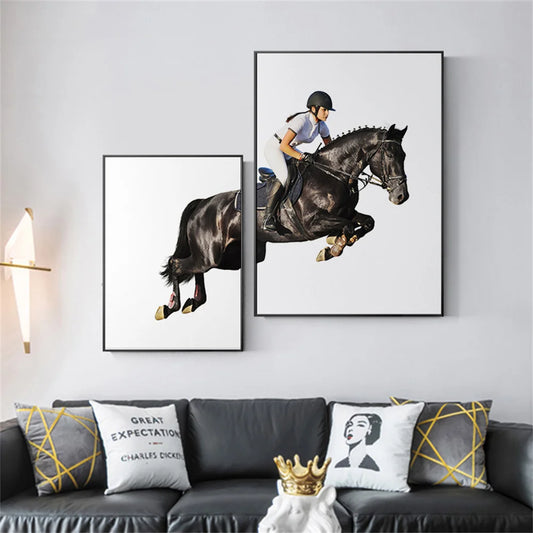 Horse Racing Equestrian Horse  Double Decorative Paintings @ ghoddosh.com