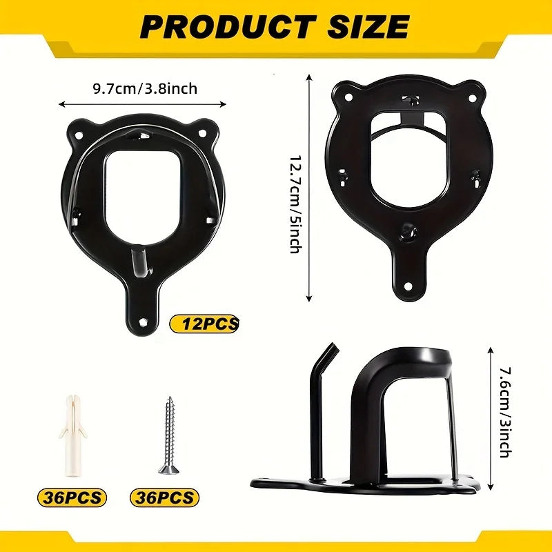 Black Metal Saddle Racks with Hooks, Pipes & Screws - Durable Horse Nail Storage and Neck Hanging Brackets Bar
