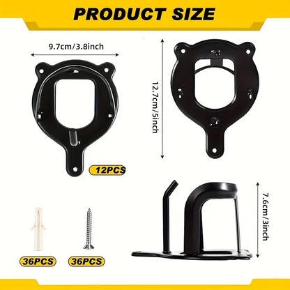 Black Metal Saddle Racks with Hooks, Pipes & Screws - Durable Horse Nail Storage and Neck Hanging Brackets Bar