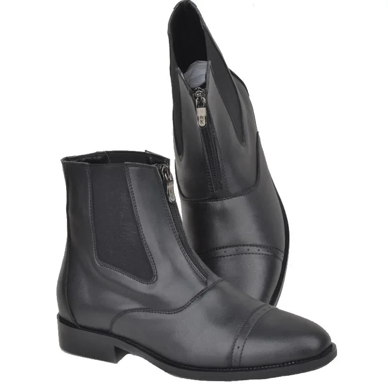 Men New Horse Riding  half Boots Customized High Quality Zipper Shoes - Ghoddosh