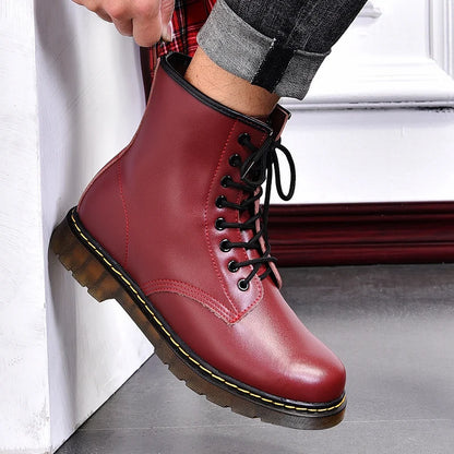 Men Genuine Leather Classic Boots - British Style Riding Short Ankle Boots -ghoddosh.com