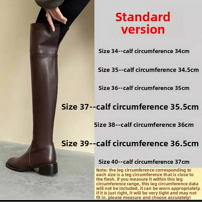 Women  Brown Leather over The Knee High Boots  @ ghoddosh.com