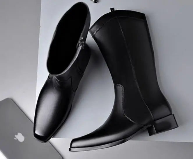 Men's Genuine Leather High Boots – Winter Plush Lining Riding Boots @ ghoddosh.com
