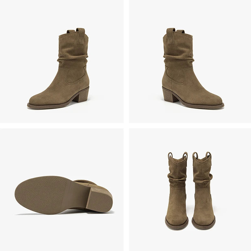 Classy Elegant  Women Suede Ankle Boots - Pointed Toe  Ladies  Handmade Half Boots - ghoddosh.com