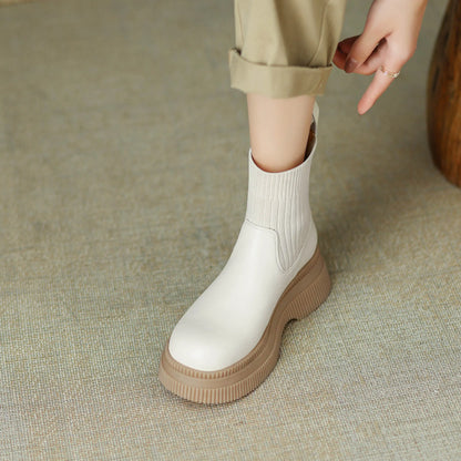 Casual Round-Toe Slip-On Ankle Boots - Ghoddosh