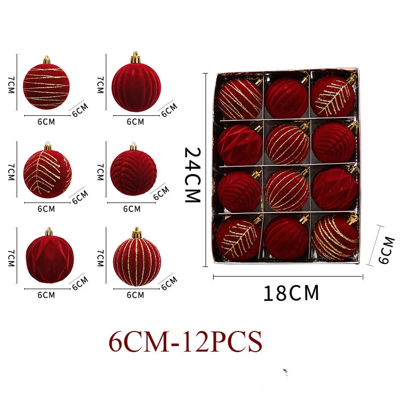 6/12pcs 6cm Wine Red Christmas Ball Ornaments / Available in Dark Green / White Christmas Tree Party Decoration @ghoddosh.com