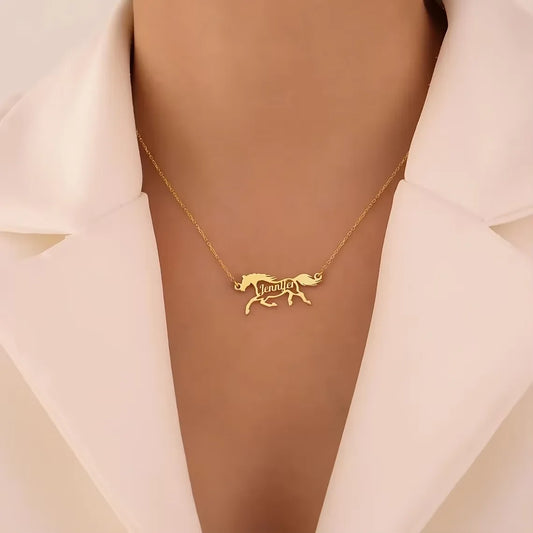 Custom Personalized Horse Name Necklace –  Stainless Steel Equestrian Pendant @ ghoddosh.com