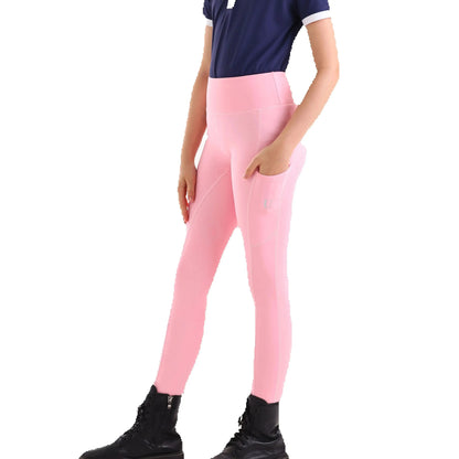 Pink Girls  Equestrian Summer pants - full silicone ,high elasticity knitted children's horse riding pants @ ghoddosh.com