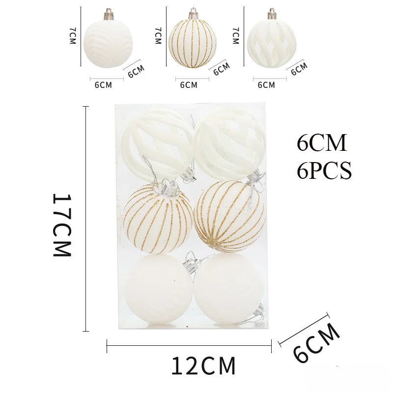 6/12pcs 6cm Wine Red Christmas Ball Ornaments / Available in Dark Green / White Christmas Tree Party Decoration @ghoddosh.com