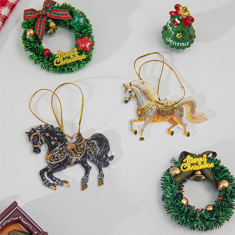2D Acrylic Horse  Hanging Christmas Tree Ornaments - Ghoddosh.com