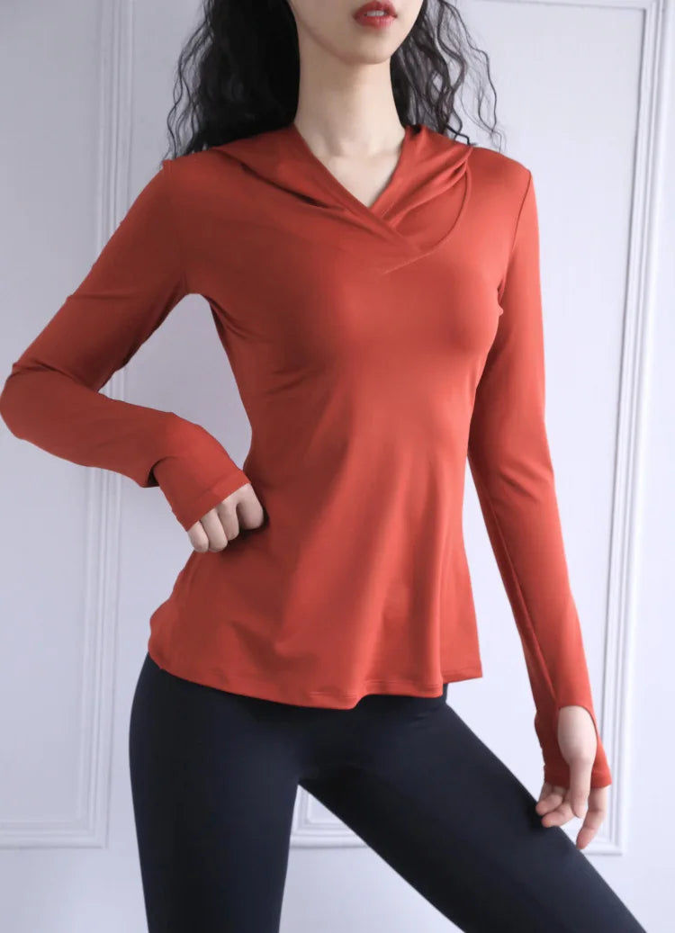 Women's Back Fork Mesh Breathable ,Long Sleeve ,Thumb Hole Sports  Hoodie @ ghoddosh.com