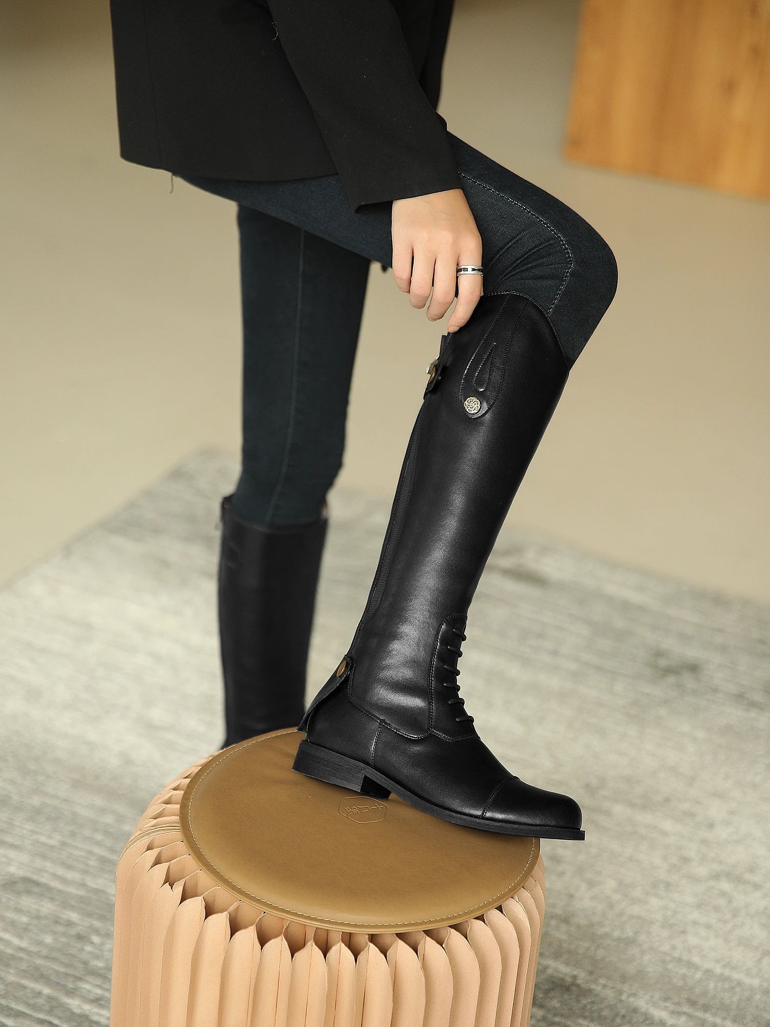 Equestrian  Non-Slip - Plush Inside Horse Riding  Leather  Boots  ghoddosh.com