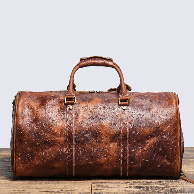 Vintage Embossed Handbag Leather Bag Large  Ghoddosh 