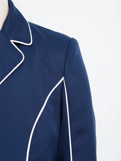 Navy blue garment with white piping on a white background @ ghoddosh.com