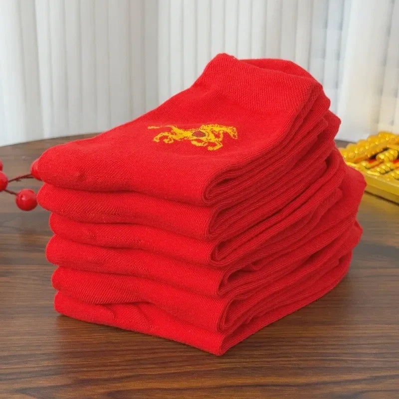 New Year of the Horse Chinese Style  2026 Zodiac Year Red Lucky  Cotton Socks  for Couple Christmas @ghoddosh.com