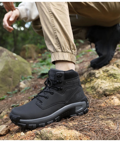 Top Leather Men's  Breathable  Boots , Outdoor Men Non-slip  Ankle Boots - Ghoddosh