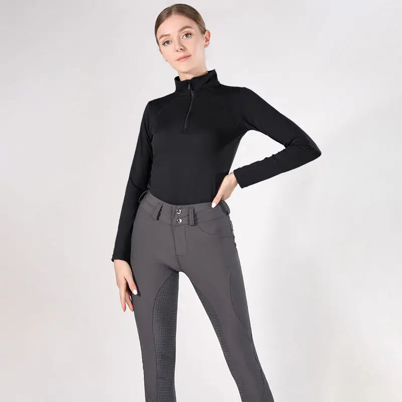 Western Zipper Horseback , Long Sleeve  Equestrian Tops