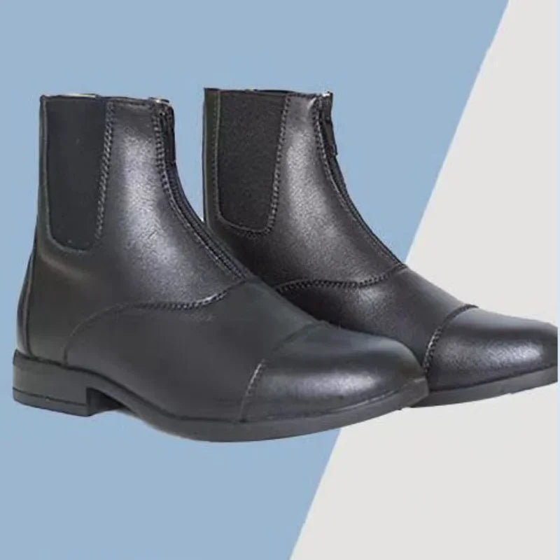 Men New Horse Riding  half Boots Customized High Quality Zipper Shoes - Ghoddosh