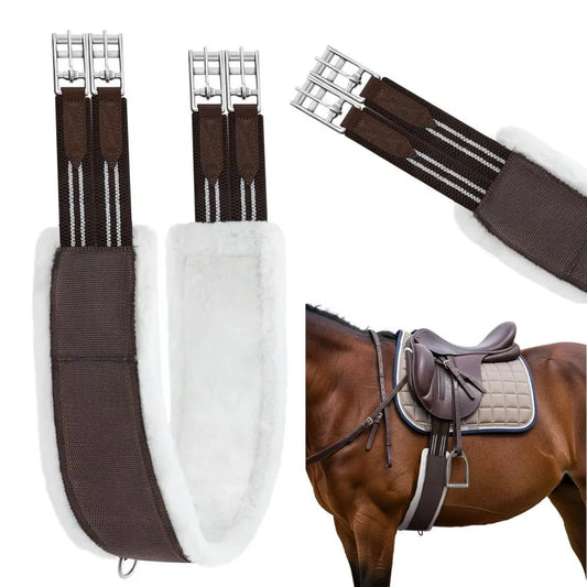 Fleece-Padded Dressage Girth with Elastic and Stainless Buckles for English Saddles. @ ghoddosh.com