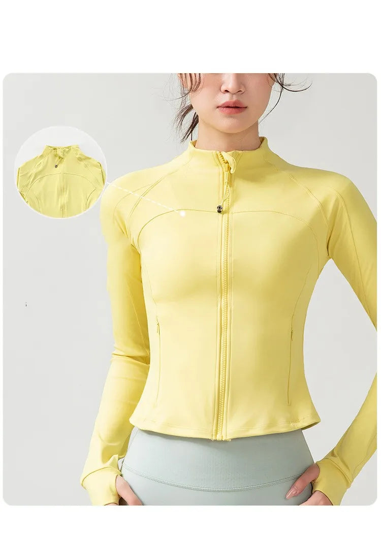 Full Zipper Sports  Women's Shirt -  Slim Long Sleeve  Exercise Sweatshirt @ ghoddosh.com