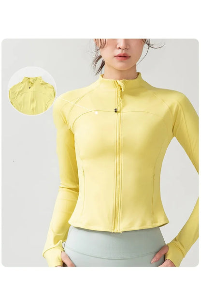Full Zipper Sports  Women's Shirt -  Slim Long Sleeve  Exercise Sweatshirt @ ghoddosh.com