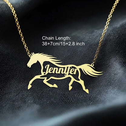 Custom Personalized Horse Name Necklace –  Stainless Steel Equestrian Pendant @ ghoddosh.com