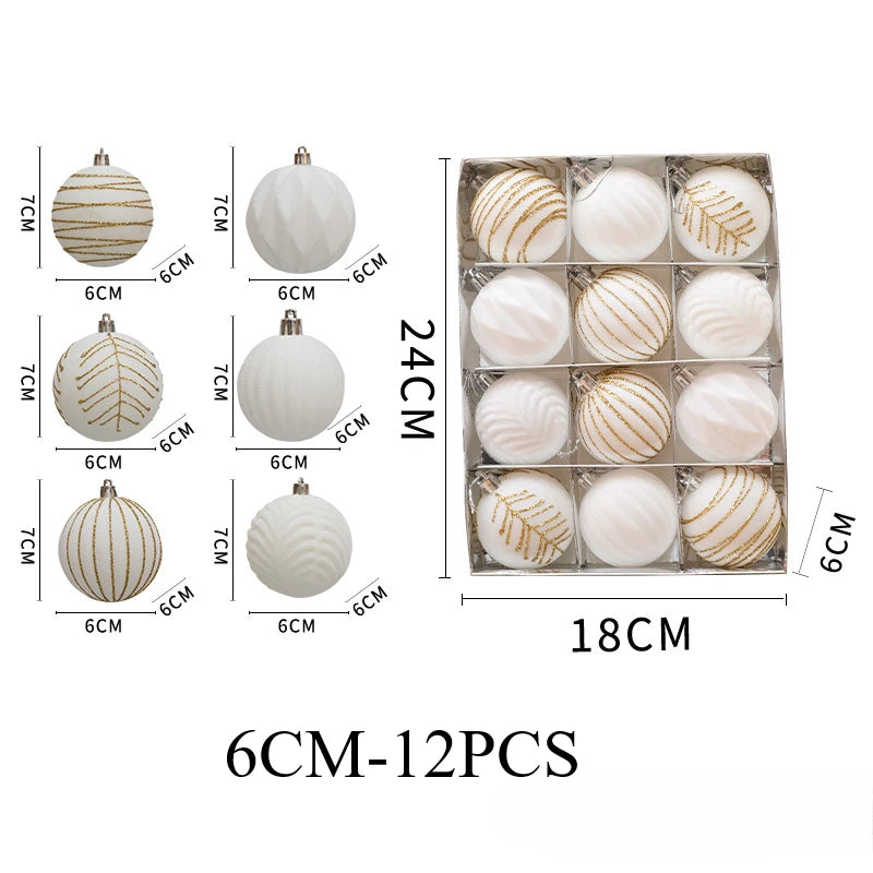 6/12pcs 6cm Wine Red Christmas Ball Ornaments / Available in Dark Green / White Christmas Tree Party Decoration @ghoddosh.com