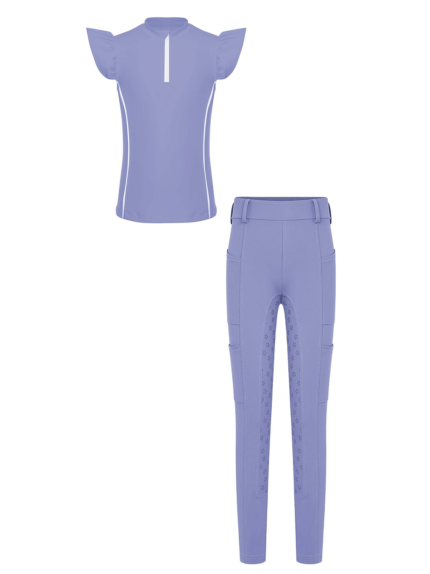  Girls' Equestrian Outfit Set Performance Riding Top & Anti-Slip Full-Seat Breeches @ ghoddosh.com
