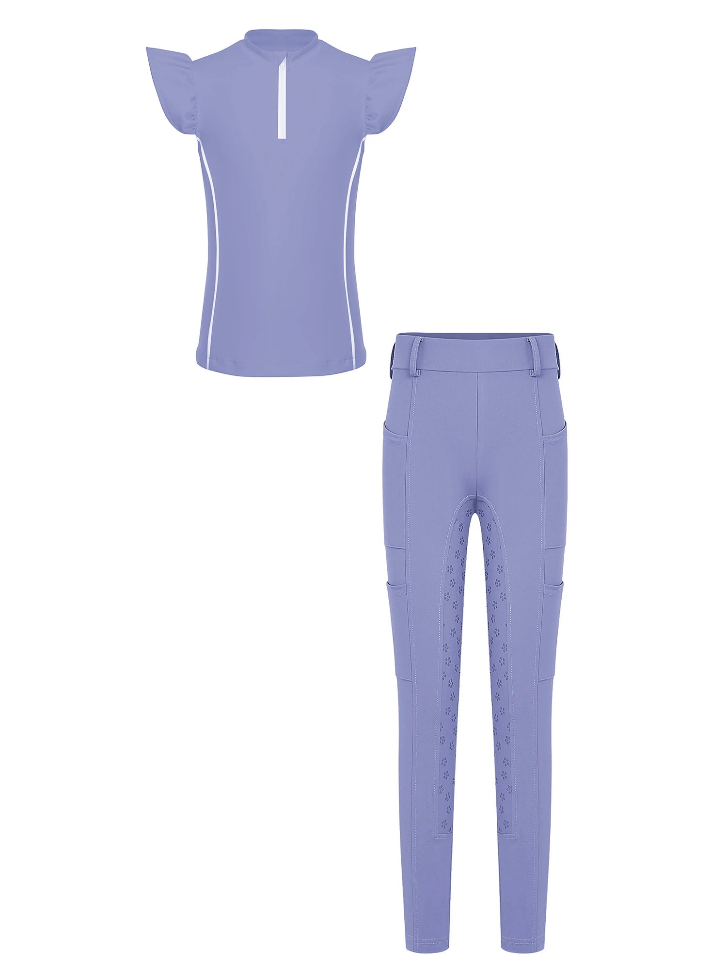  Girls' Equestrian Outfit Set Performance Riding Top & Anti-Slip Full-Seat Breeches @ ghoddosh.com