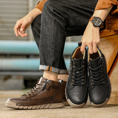 Men's Premium Leather Ankle Boots. Comfortable , Non Slip Footwear - Ghoddosh
