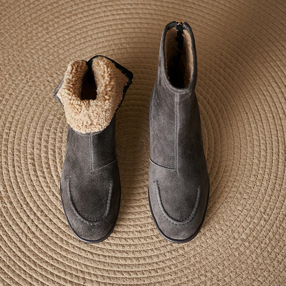 2026 NEW Autumn Women Suede Leather Boots - Round Toe , Low Heel  , Slip-on Chelsea Boots - ghoddosh.com