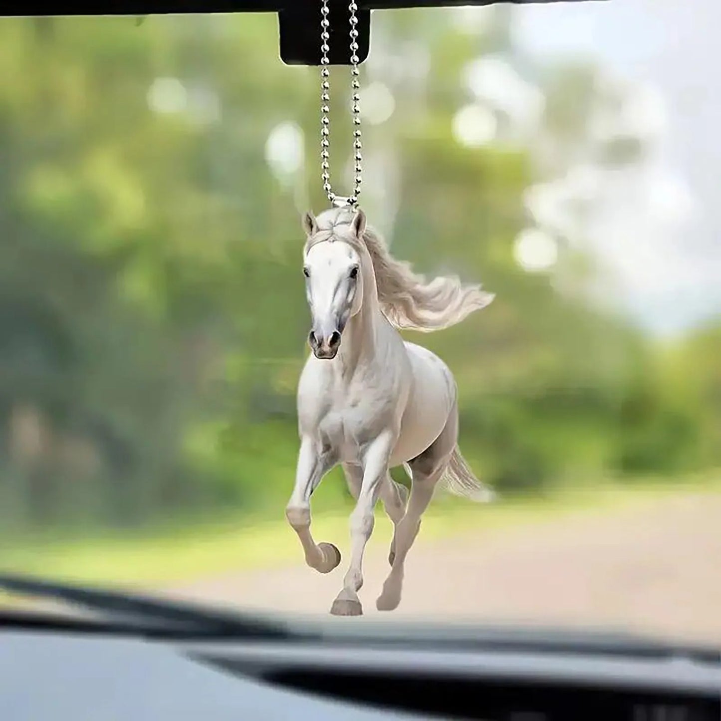 2d Acrylic Christmas Pendant Flat White Horse  @ ghoddosh.com