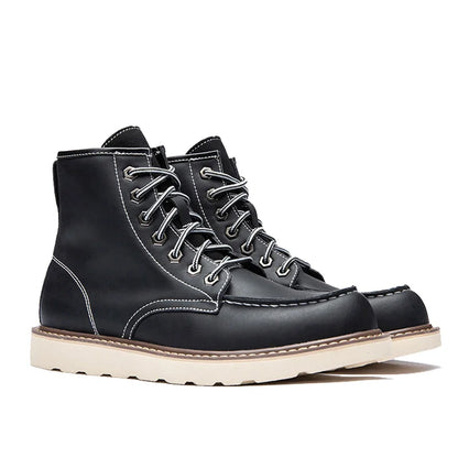 Vintage British Casual Men Shoes Handmade Autumn Winter Snow Plush Warm Leather Ankle Boots Leather @ ghoddosh.com