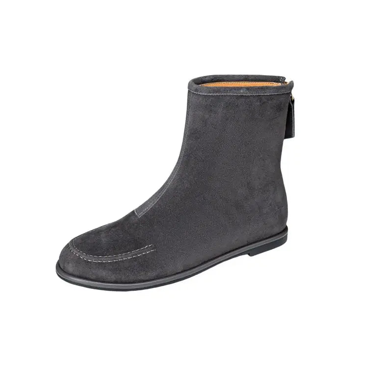 2026 NEW Autumn Women Suede Leather Boots - Round Toe , Low Heel  , Slip-on Chelsea Boots - ghoddosh.com