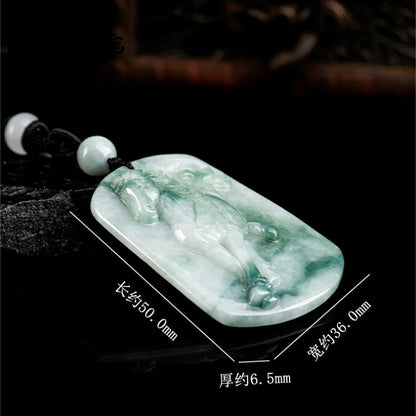 Natural Ice Jadeite Floating Flower Horse Pendant - Hand-Carved  Zodiac Gift @ ghoddosh.com