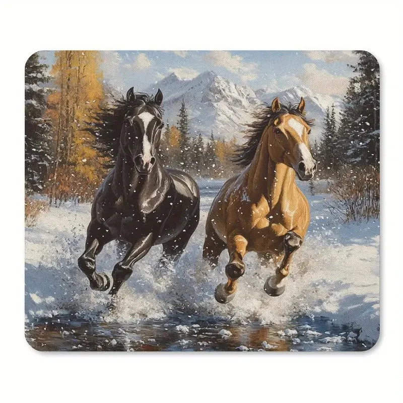 Printed horse pattern  anti-slip rubber computer mousepad @ghoddosh.com
