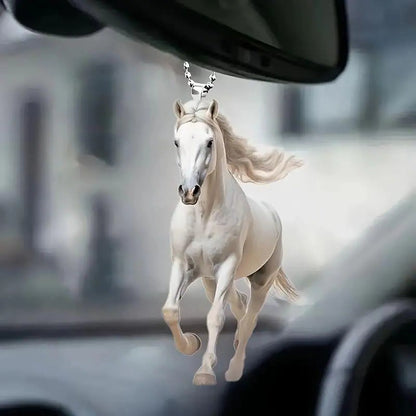 2d Acrylic Christmas Pendant Flat White Horse  @ ghoddosh.com