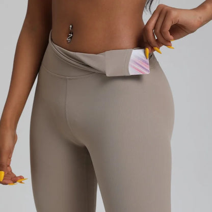 A Model wearing leggings  - Solid Color Classic Soft High Waist Legging  - Women  Sports  Athletic Pants / ghoddosh.com