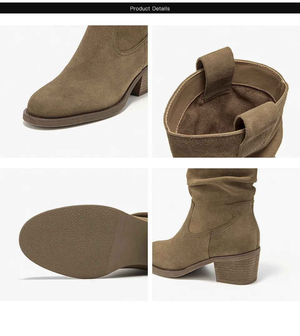 Classy Elegant  Women Suede Ankle Boots - Pointed Toe  Ladies  Handmade Half Boots - ghoddosh.com