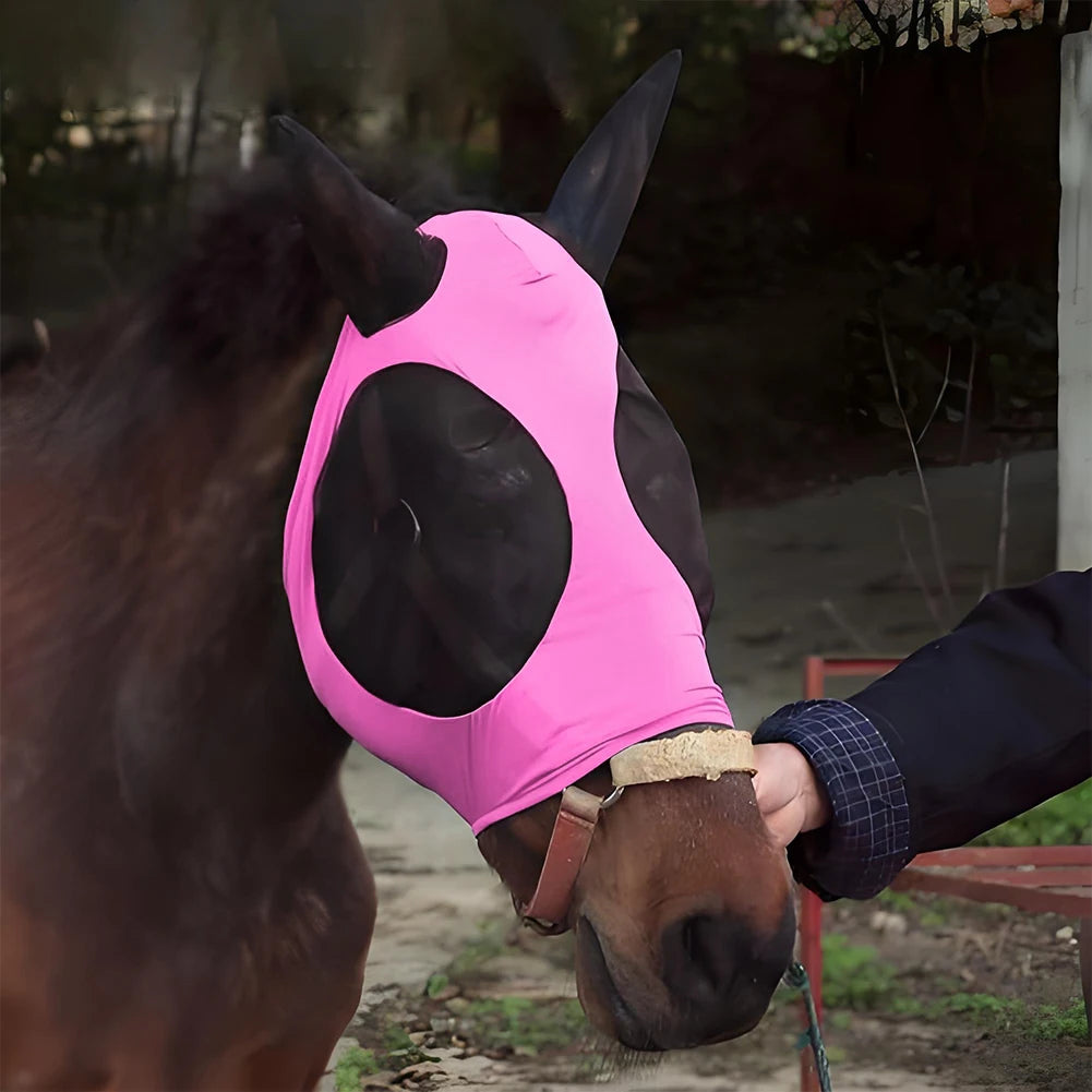 Anti Fly Stretchy Knitted Mesh Mask Breathable Anti Mosquito Mask Anti-Worms Horse Flying Mask Horse Riding Equestrian Equipment