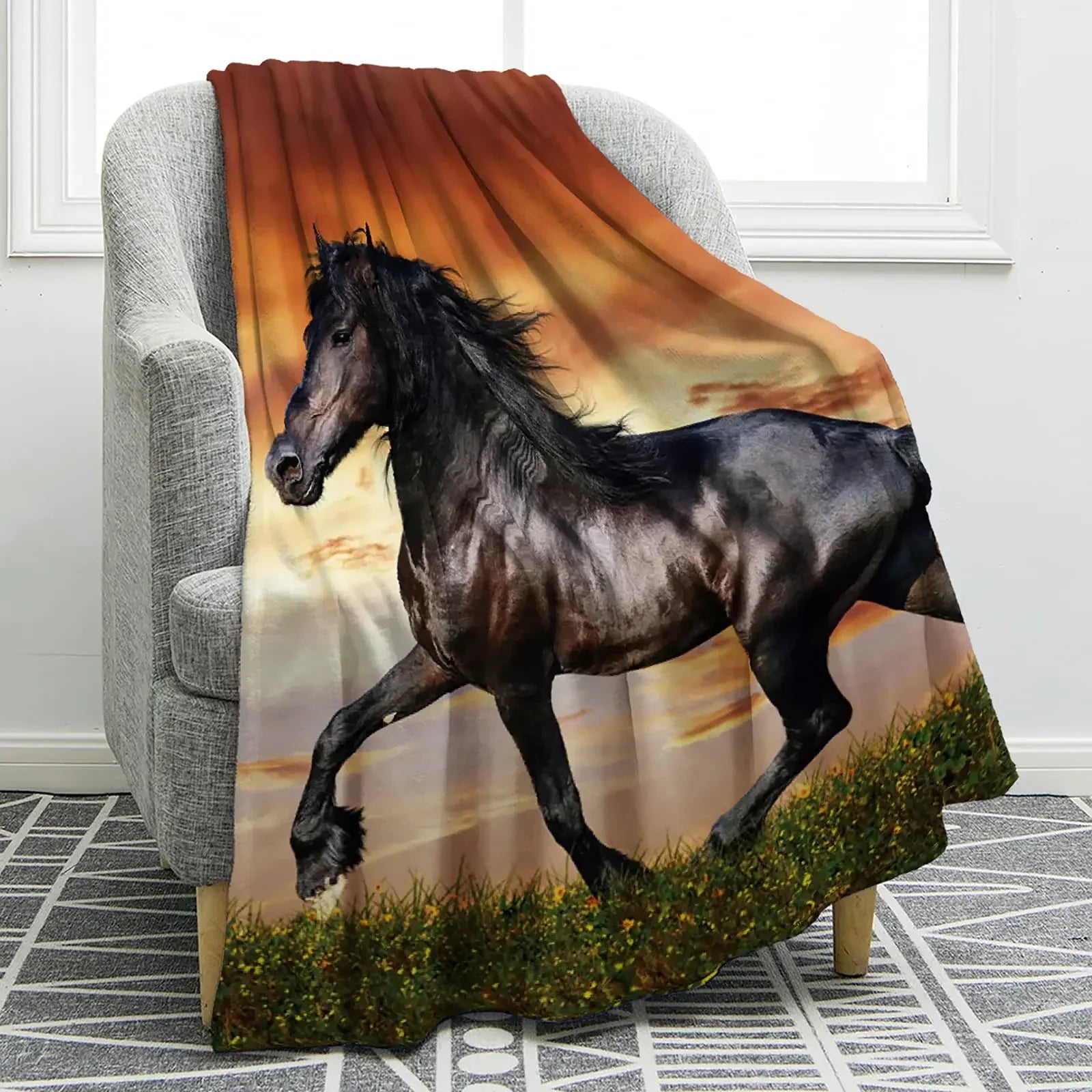 Horse lovers Blanket / Cowgirl  Western Soft Warm Print  Blanket