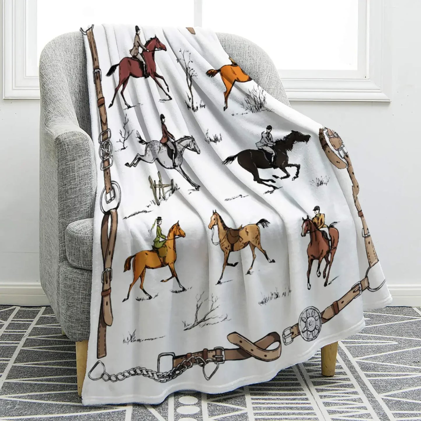 Horse lovers Blanket / Cowgirl  Western Soft Warm Print  Blanket